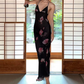 See Through Halter Dress Women Summer Trend Rose Print Backless Sexy V-Neck Skinny Vacation Beach Slim Maxi Vestidos