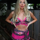 Flower Leopard Print 2 Piece Sets Lace Trim Camis Tops+Tassel Tierred Mini Skirts Party Beach Vacation Matching Suits