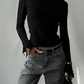 Casual Simple T-Shirts Women Autumn Trend O-Neck Petal Long Sleeve Elastic Daily Basic Classic Skinny Streetwear Tops