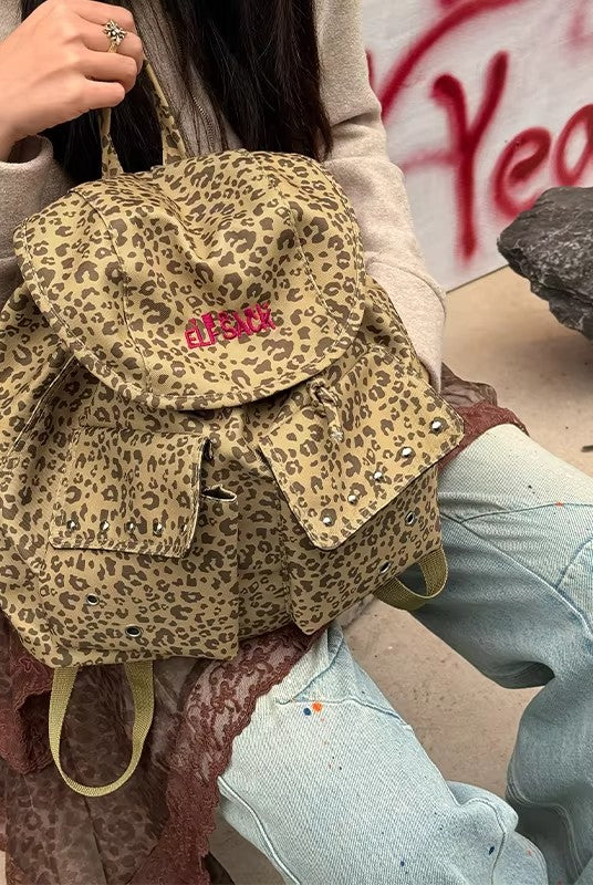 Leopard Print Large Capacity Backpack Summer Backpack Lightweight School Bag for Women