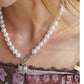 Minimalist Faux Pearl Necklace with Planet‑Shaped Rhinestone Pendant, Elegant Dainty Chain for Daily Wear