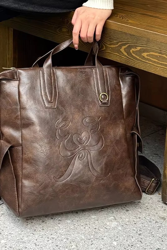 Minimalist Preppy Brown Large Capacity Versatile Backpack For Women