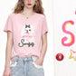 Pink Crew Neck Cute Dog with Bow Leopard Print Text Short Sleeve T-Shirt for Women
