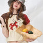 Polka Dot Horse Patchwork Raglan T-Shirt, Contrast Sleeve Loose Crop Top, Cute Retro Casual Tee for Women