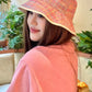 Reversible Pink Plaid & Beige Bucket Hat with Metal Logo for Women