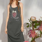 Strawberry Graffiti Print Punk Overall Dress, A-Line Sleeveless Streetwear Midi Dress, Y2K Sweet Grunge