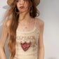Strawberry Print Gothic Camisole, Lace Trim Adjustable Strap Cami, Sweet Cool Street Casual Top for Women