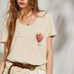 Strawberry Print Loose Fit Graphic Tee, Punk Street Casual Knit T-Shirt, Sweet Cool Daily Top for Women