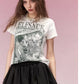 Trendy Cotton T-Shirt with Poster Print, Cool Graphic Tee for Women, Streetwear Casual Tops for Daily Outfit