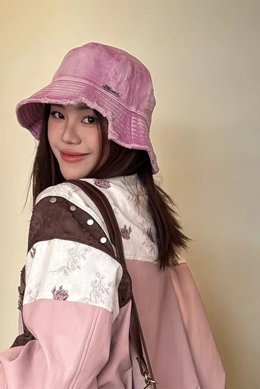 Vintage Denim Raw-Edge Sun Visor Fisherman Hat for Women