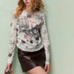 Women's Fantasy Print Long Sleeve Top, Sweet Girl Y2K Tshirt for Spring Summer Casual Wear, Festival & Party Outfit
