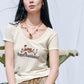 Women's Holiday‑Themed T‑Shirt with Cheetah Graphic Print, U‑Neck Short Sleeve Slim Fit Tee for Summer Casual Daily Wear