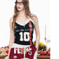 Women's Jersey Style Cami Top, Number & Letter Print Lace Trim Camisole, Y2K Coquette Sweet Sporty Sleeveless Top