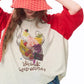 Women's Raglan 3/4 Sleeve T-Shirt with Fruit Basket Graphic Print, Color Block Loose Tee for Daily, Casual Oversized Top
