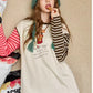 Women's Ringer Long Sleeve Tee with Cartoon Graphic Print, Contrast Striped Sleeve Top for Everyday Casual