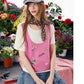 Women's Two Piece Knitwear, Cute Embroidered Tank Top + Short Sleeve T-Shirt, Casual Breathable Outfit for Daily
